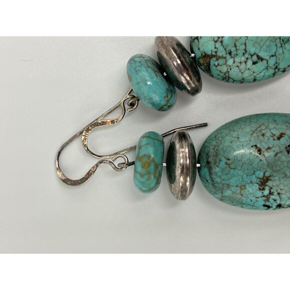 925 Sterling Silver Dangle Earrings With Turquoise Beads – Southwestern Boho Sty - Picture 9 of 9